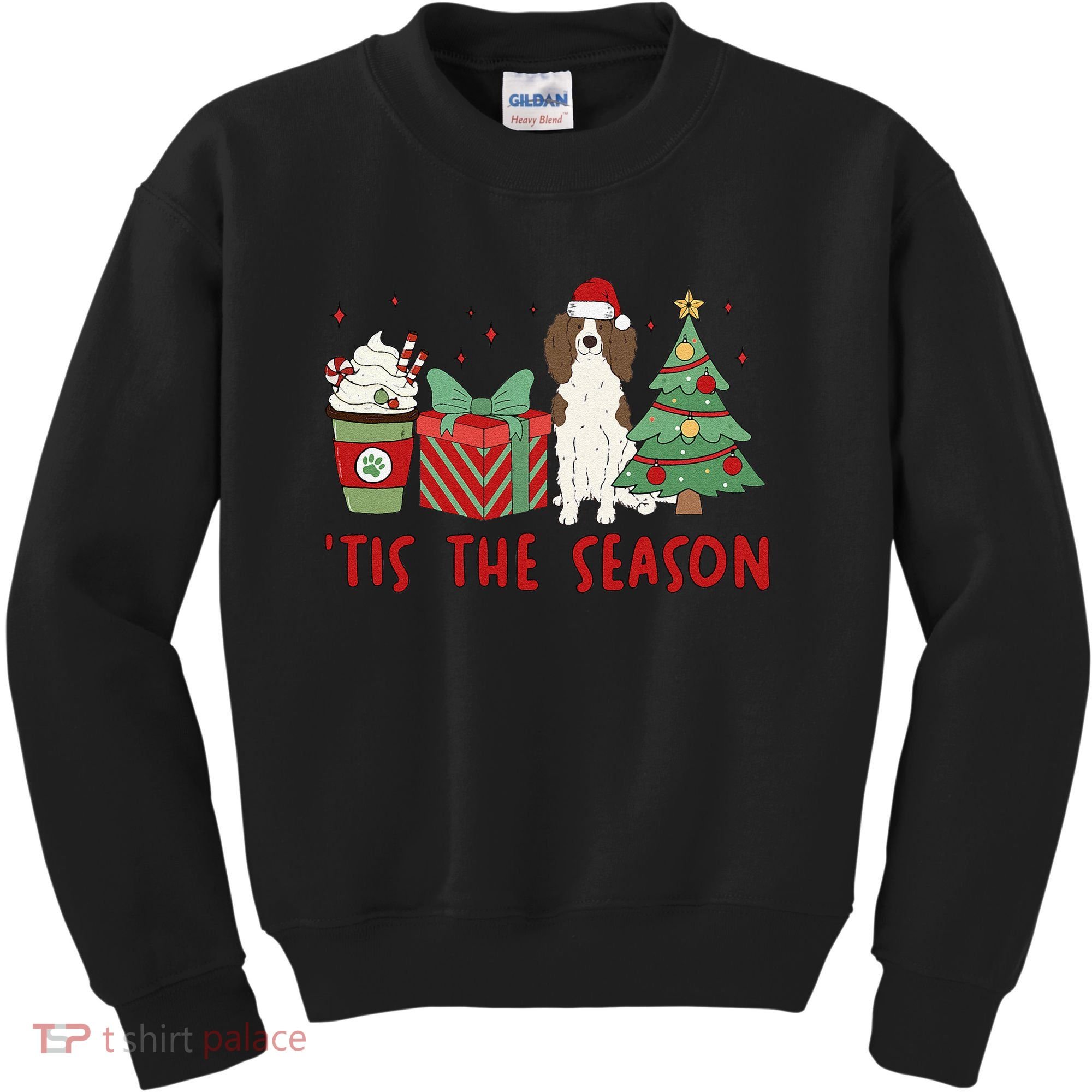 English Springer Spaniel Christmas Tis The Season Holiday Kids Sweatshirt