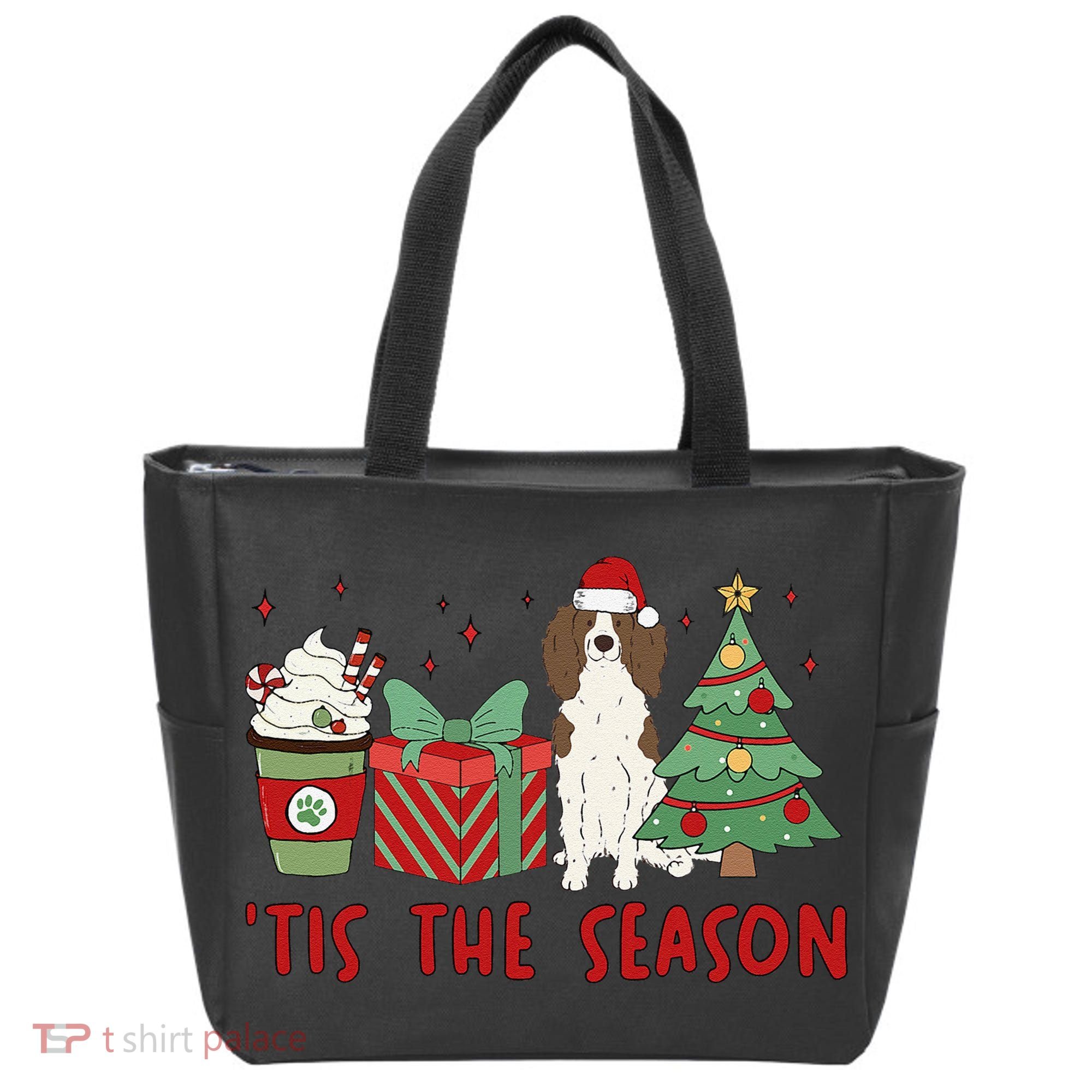 English Springer Spaniel Christmas Tis The Season Holiday Tote Bag