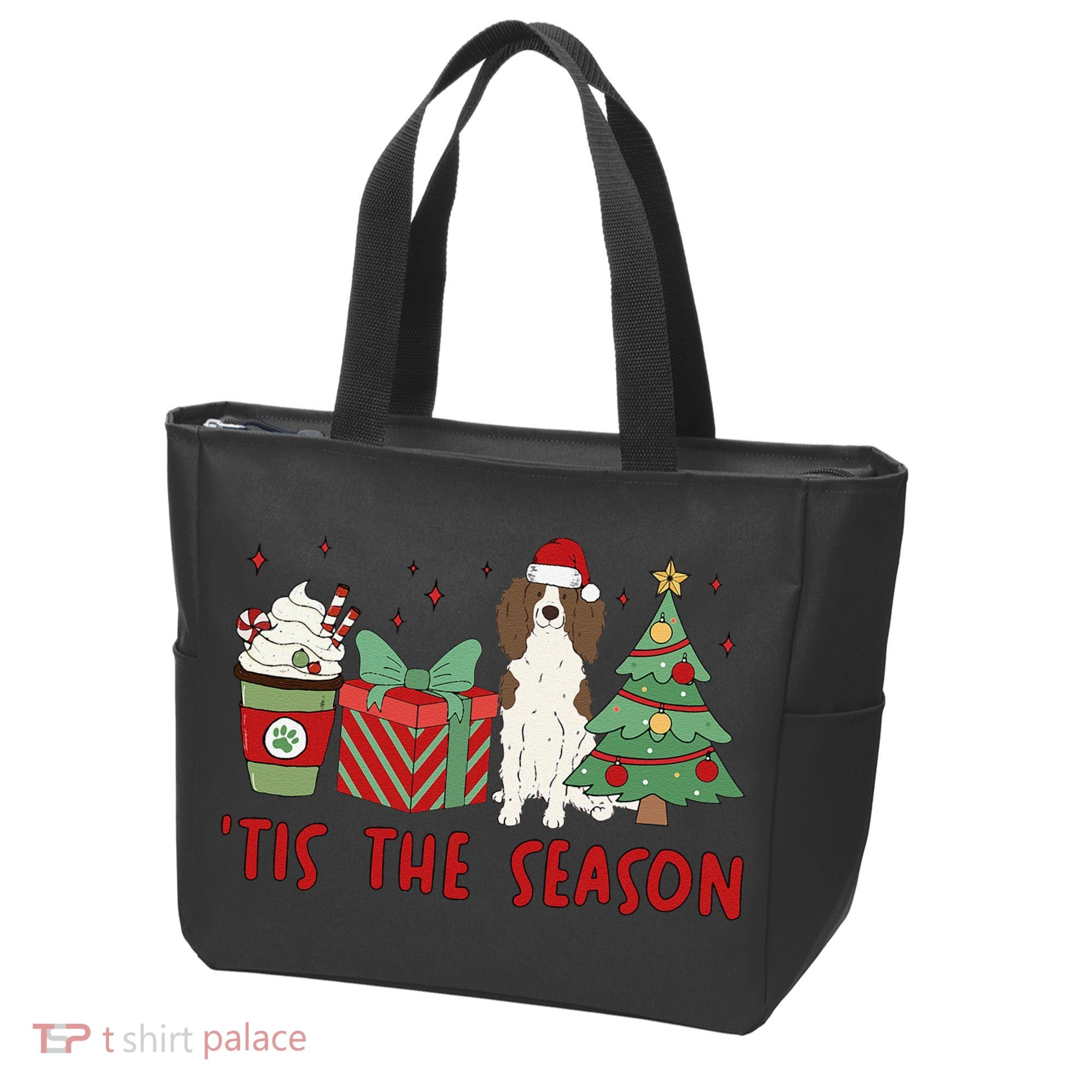 English Springer Spaniel Christmas Tis The Season Holiday Tote Bag