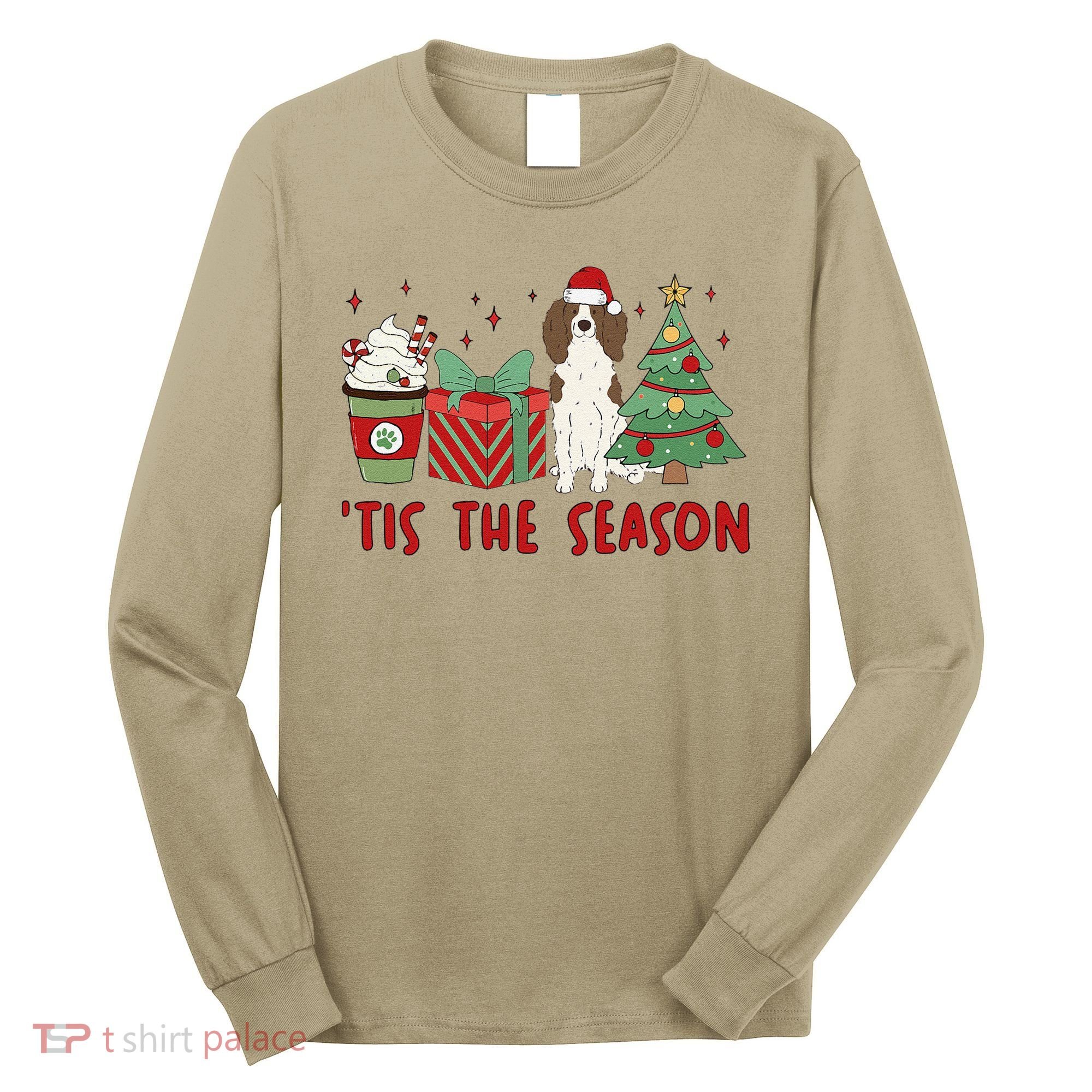 English Springer Spaniel Christmas Tis The Season Holiday Long Sleeve Shirt