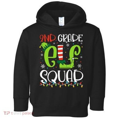 Elf Squad Second Grade Teacher Christmas 2nd Grade Teacher Toddler Hoodie