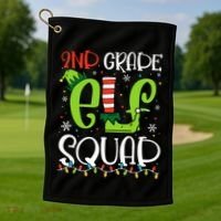 Elf Squad Second Grade Teacher Christmas 2nd Grade Teacher Golf Towel thumb 1