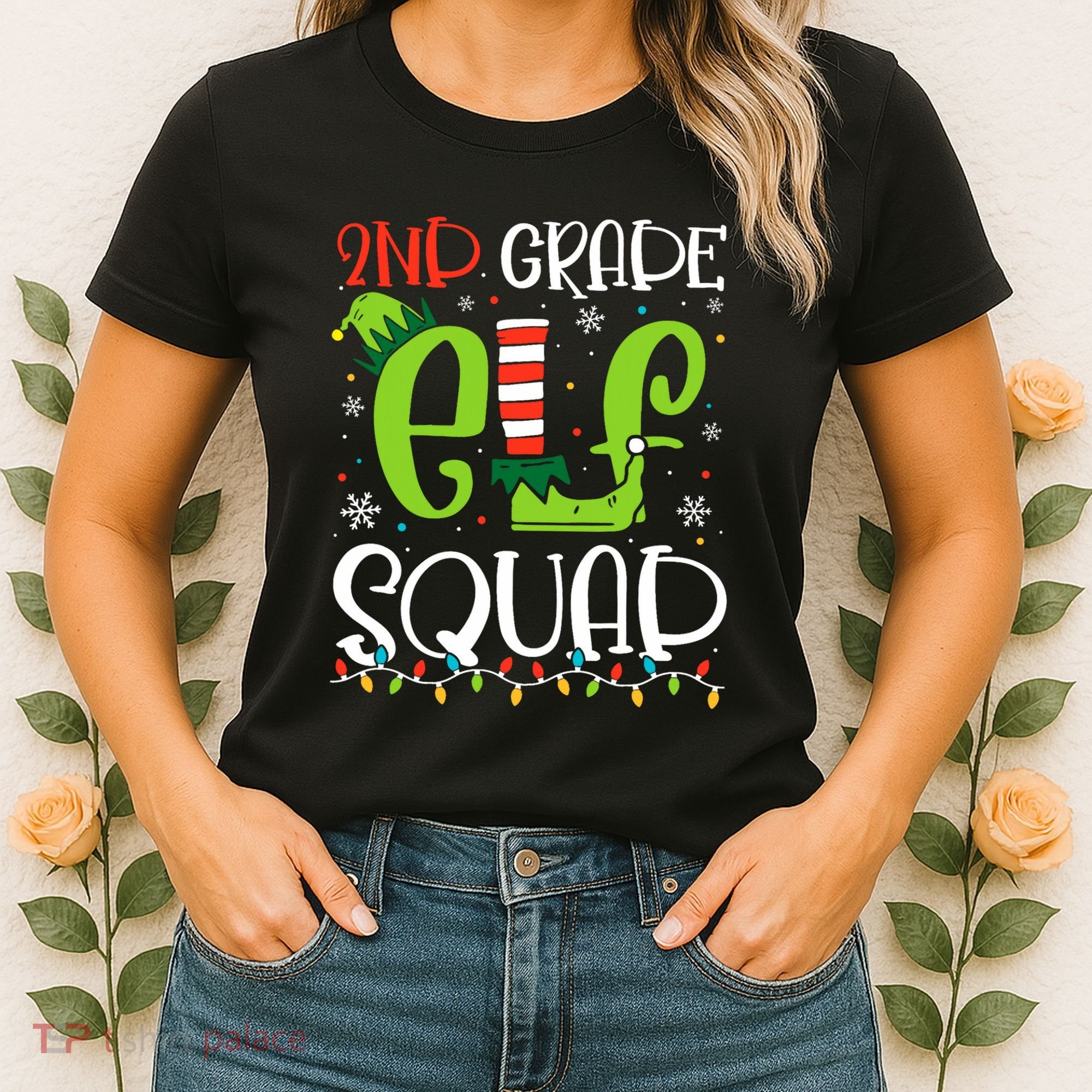 Elf Squad Second Grade Teacher Christmas 2nd Grade Teacher Women's T-Shirt