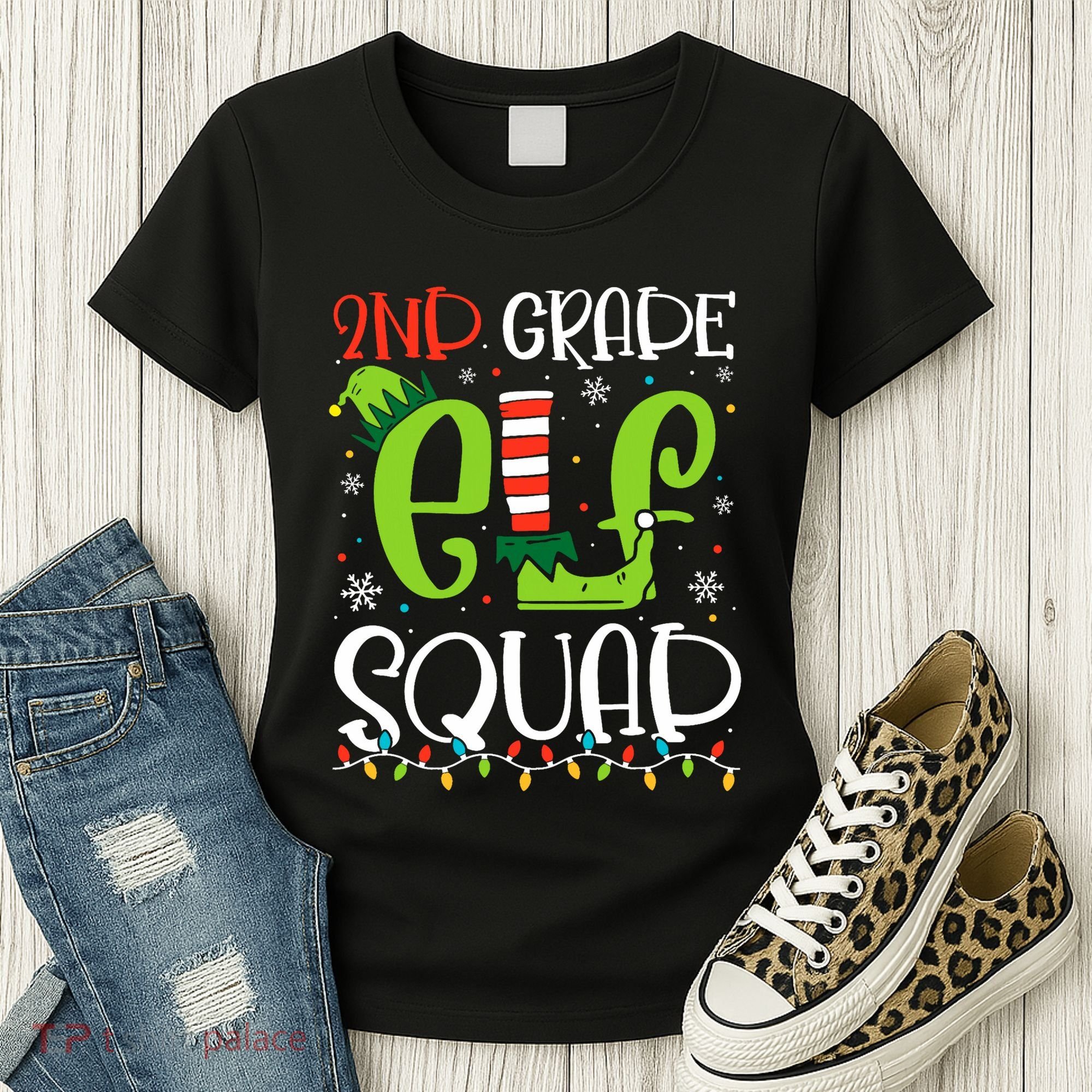 Elf Squad Second Grade Teacher Christmas 2nd Grade Teacher Women's T-Shirt