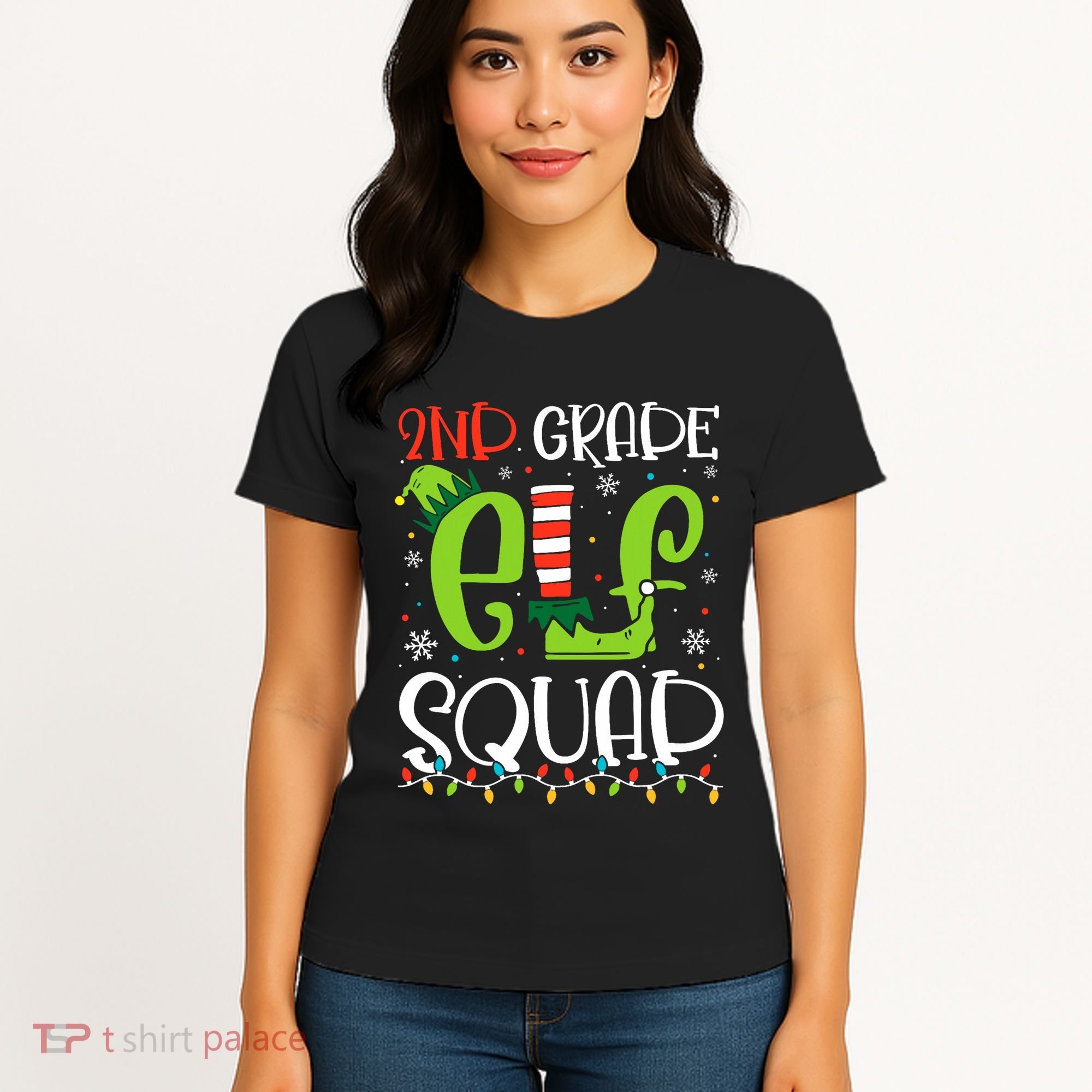 Elf Squad Second Grade Teacher Christmas 2nd Grade Teacher Women's T-Shirt