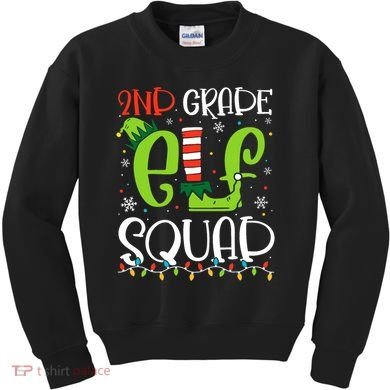 Elf Squad Second Grade Teacher Christmas 2nd Grade Teacher Kids Sweatshirt