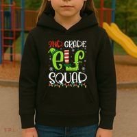 Elf Squad Second Grade Teacher Christmas 2nd Grade Teacher Kids Hoodie thumb 3
