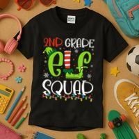 Elf Squad Second Grade Teacher Christmas 2nd Grade Teacher Kids T-Shirt thumb 3