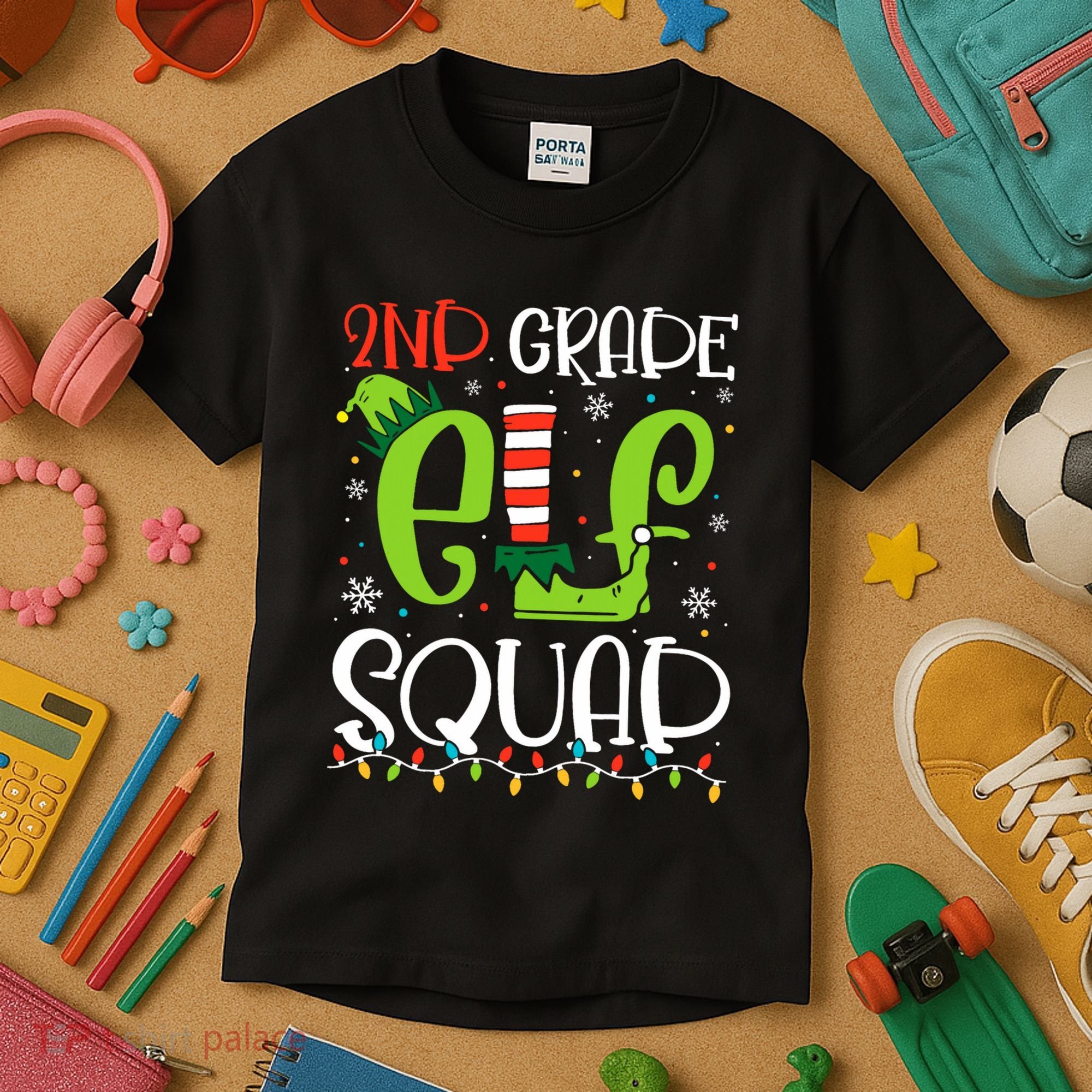 Elf Squad Second Grade Teacher Christmas 2nd Grade Teacher Kids T-Shirt