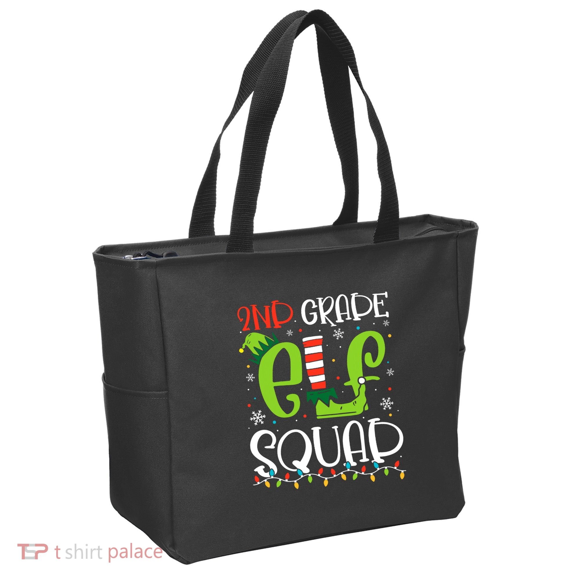 Elf Squad Second Grade Teacher Christmas 2nd Grade Teacher Tote Bag