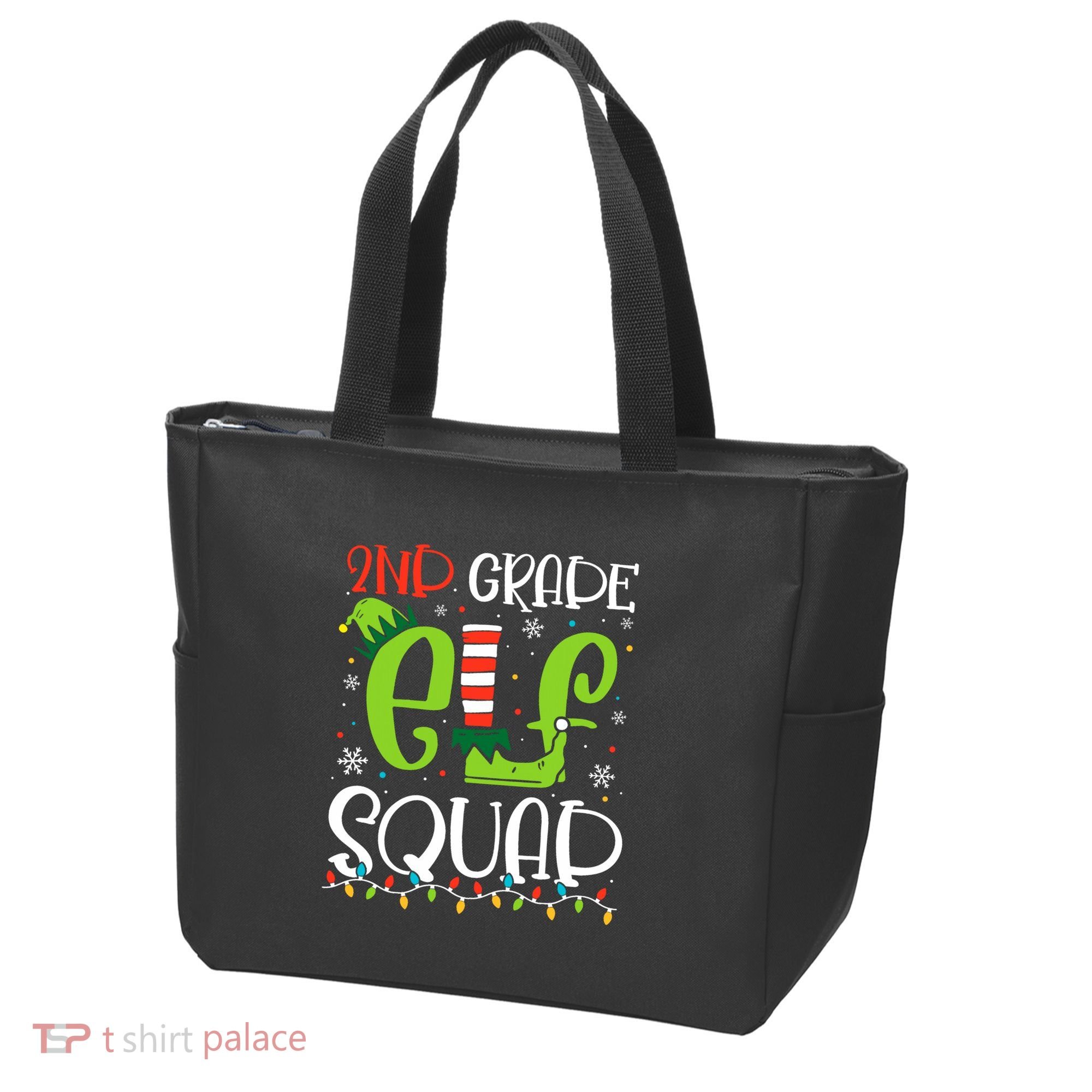 Elf Squad Second Grade Teacher Christmas 2nd Grade Teacher Tote Bag