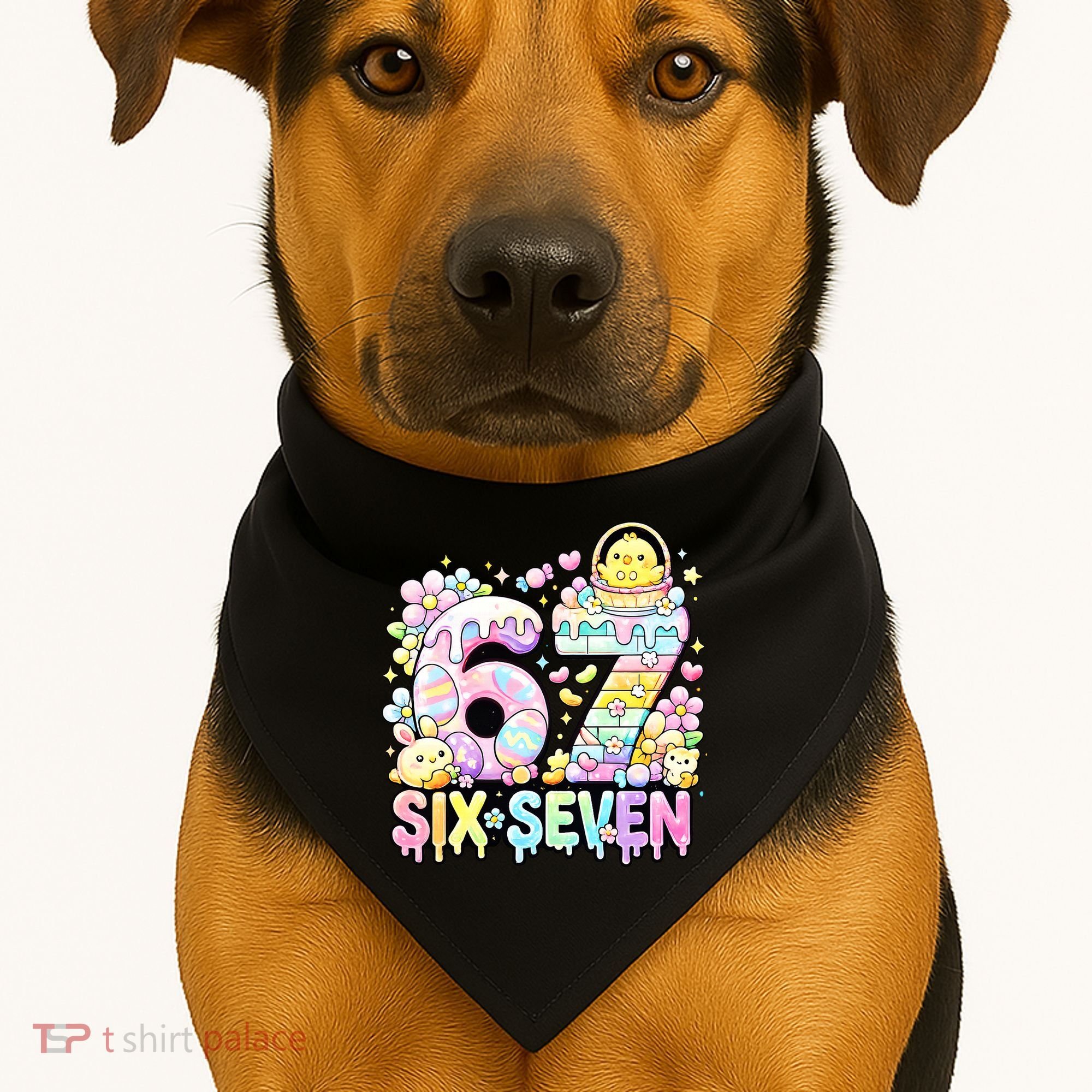 Easter Six Seven 67 Meme Cute 6-7 Funny USA-Made Doggie Bandana