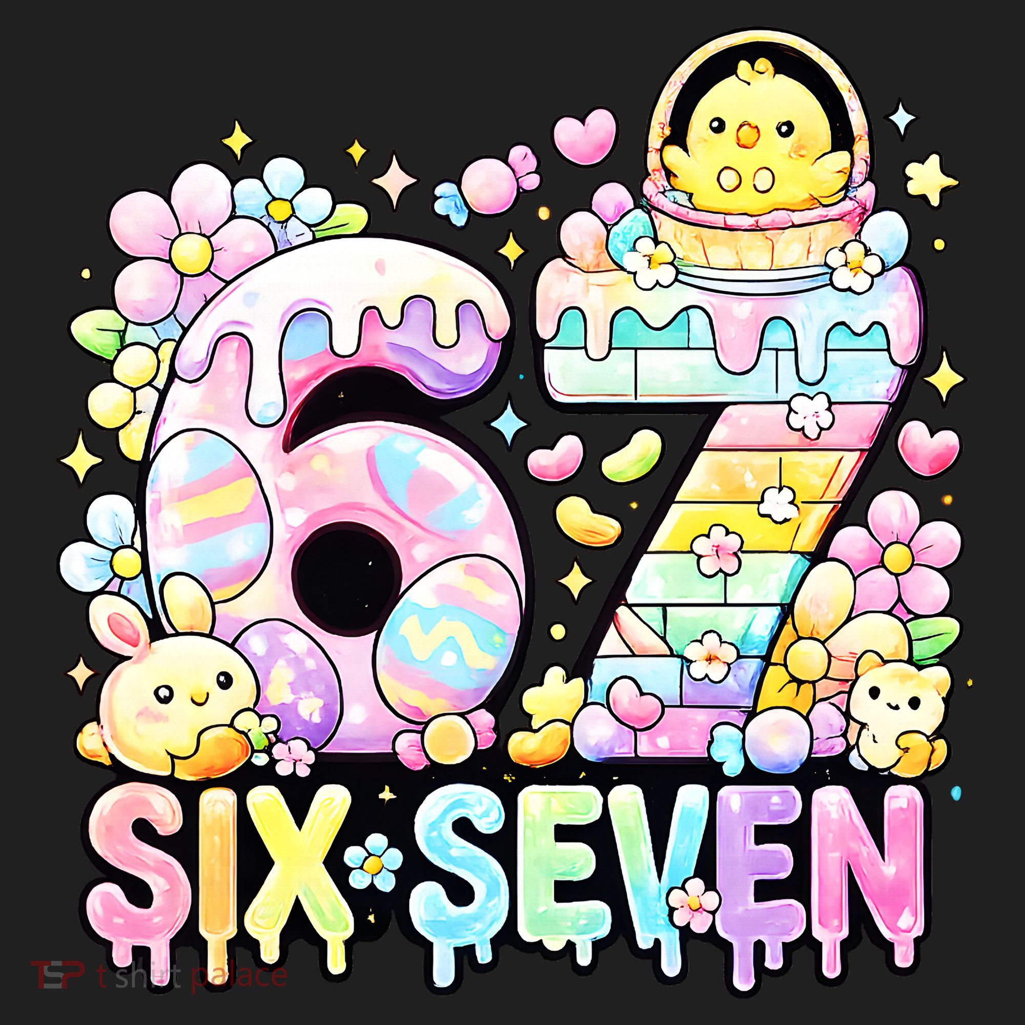 Easter Six Seven 67 Meme Cute 6-7 Funny Golf Towel