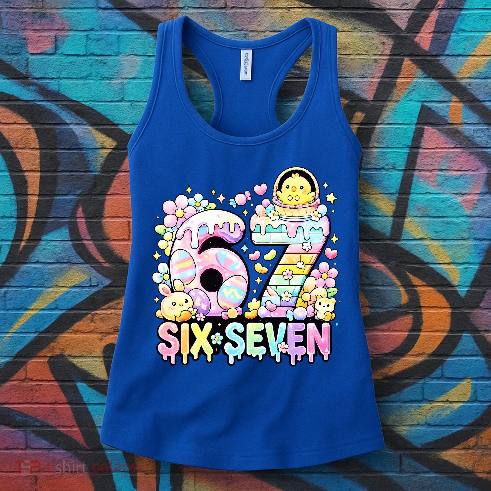 Easter Six Seven 67 Meme Cute 6-7 Funny Women's Tank Top