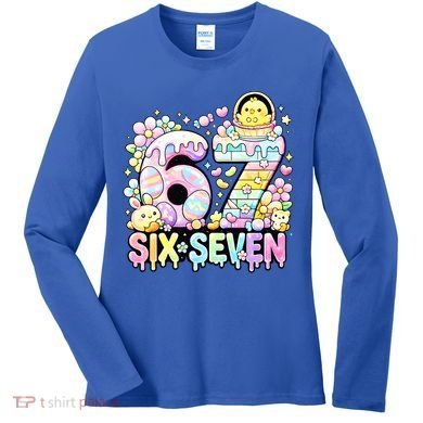 Easter Six Seven 67 Meme Cute 6-7 Funny Women's Long Sleeve Shirt