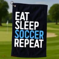 Eat Sleep Soccer Repeat Golf Towel thumb 1