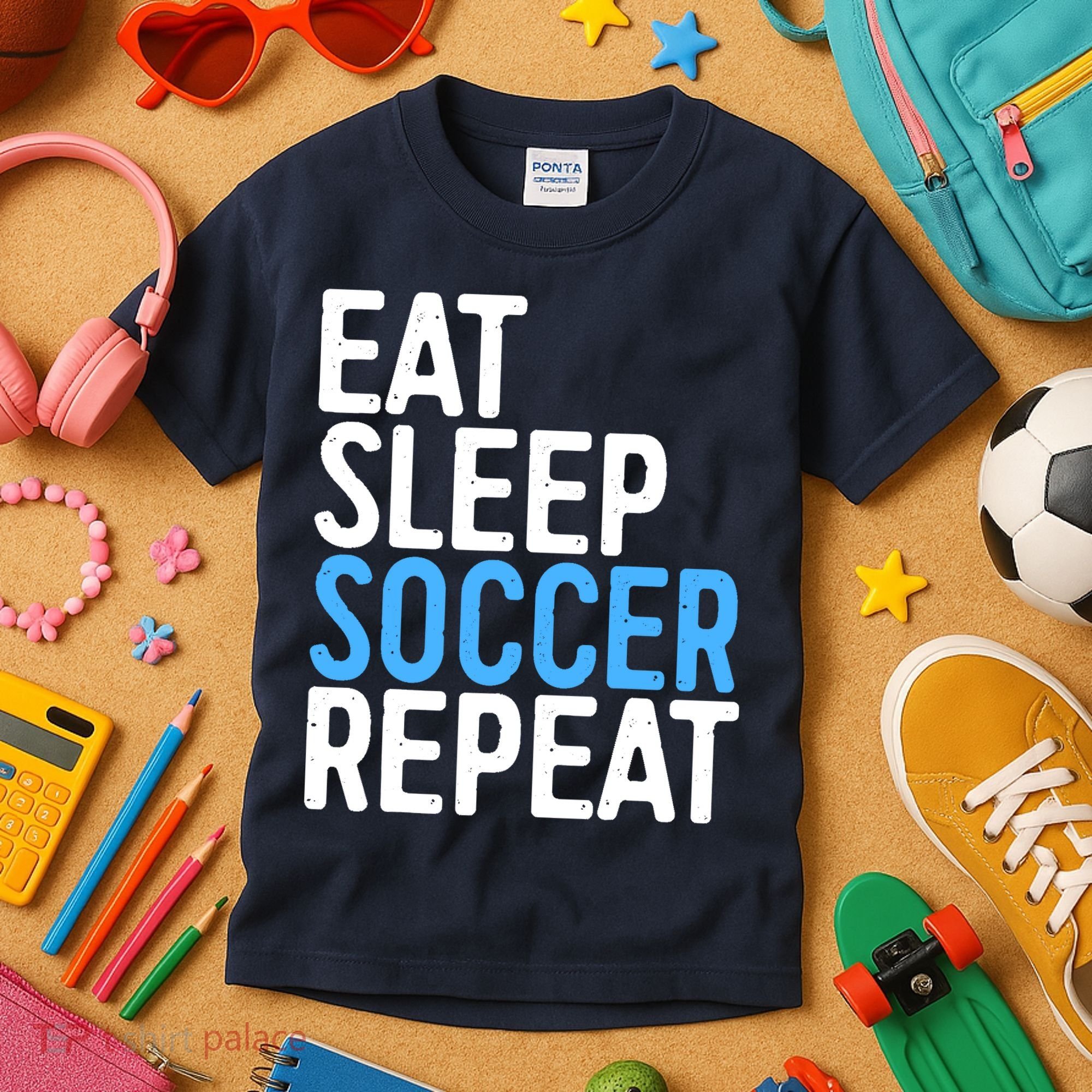 Eat Sleep Soccer Repeat Kids T-Shirt
