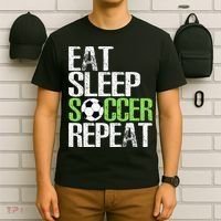 Eat Sleep Soccer Repeat Cool Sport Player Gift T-Shirt thumb 6