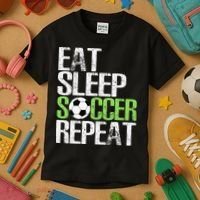 Eat Sleep Soccer Repeat Cool Sport Player Gift Kids T-Shirt thumb 3