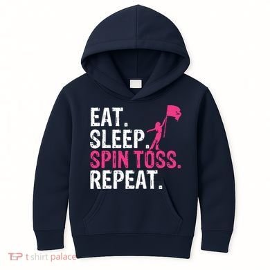Eat Sleep Spin Toss Repeat Flag Color Guard Gift Kids Hoodie