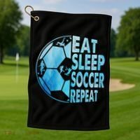 Eat Sleep Soccer Repeat Gift Golf Towel thumb 1