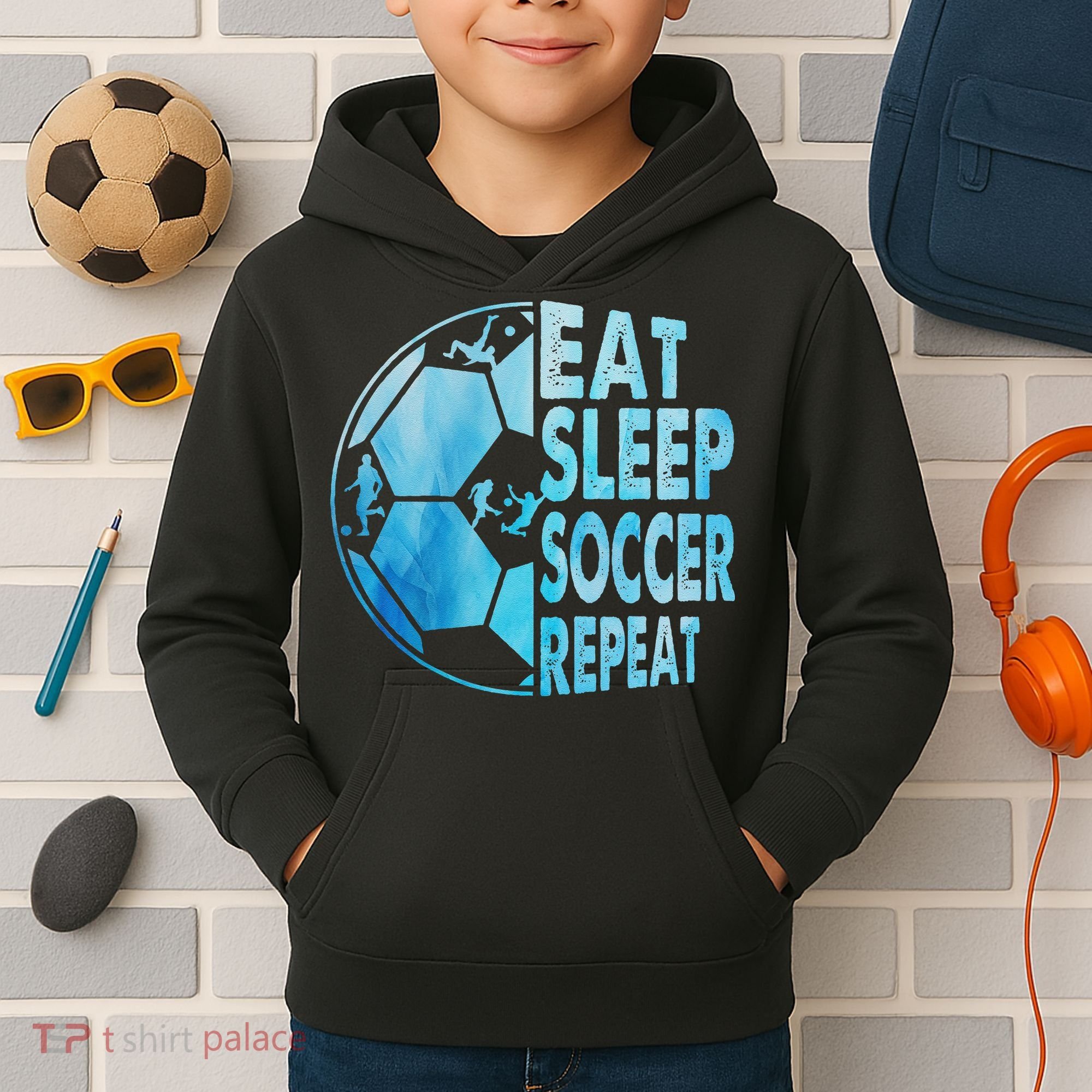 Eat Sleep Soccer Repeat Gift Kids Hoodie