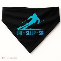 Eat Sleep Ski Skiing Skier Snow Winter Vacation Gift USA-Made Doggie Bandana thumb 0