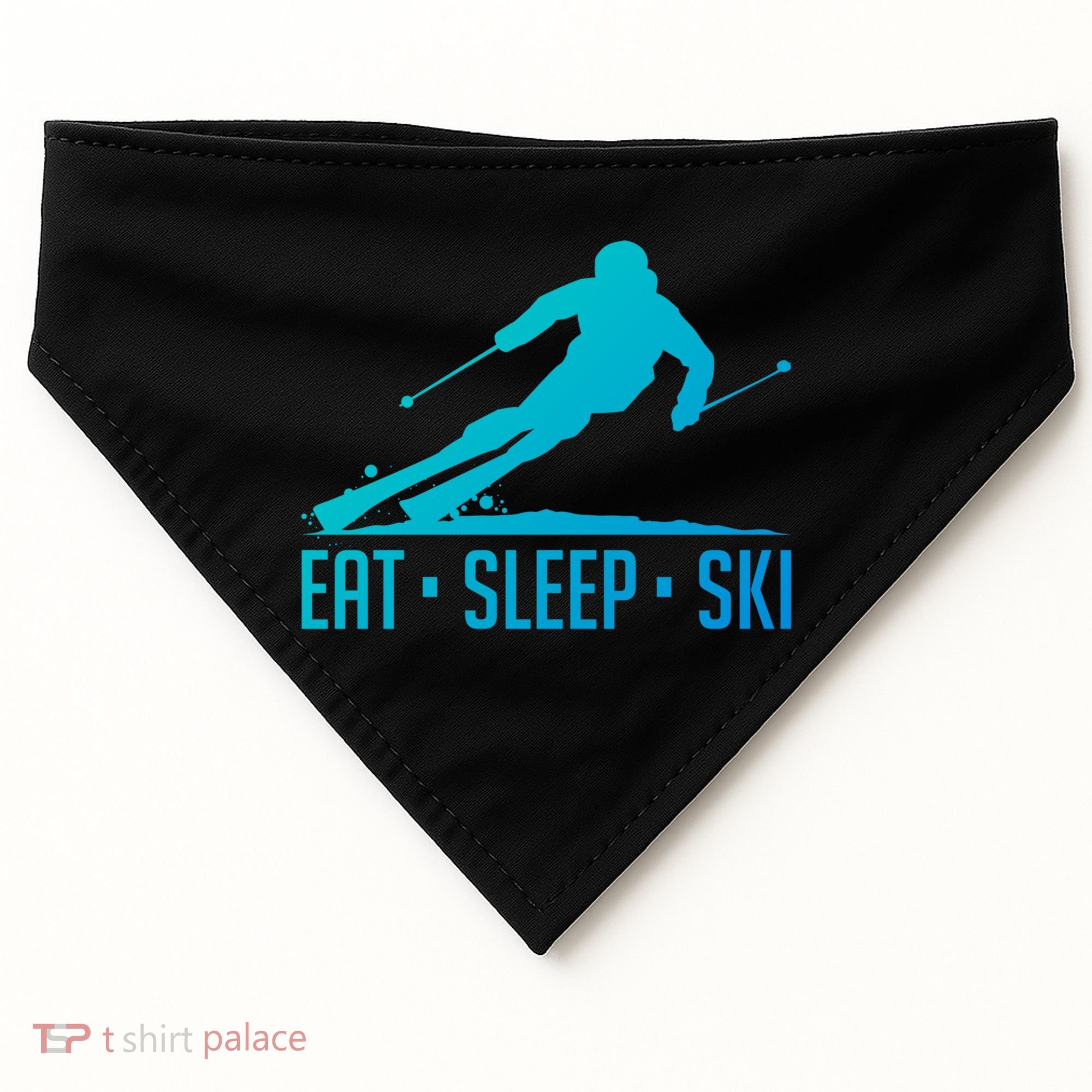 Eat Sleep Ski Skiing Skier Snow Winter Vacation Gift USA-Made Doggie Bandana