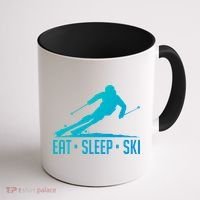 Eat Sleep Ski Skiing Skier Snow Winter Vacation Gift Coffee Mug thumb 1