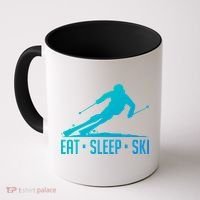 Eat Sleep Ski Skiing Skier Snow Winter Vacation Gift Coffee Mug thumb 0