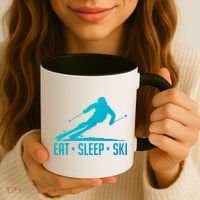Eat Sleep Ski Skiing Skier Snow Winter Vacation Gift Coffee Mug thumb 3