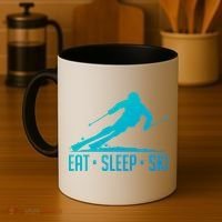 Eat Sleep Ski Skiing Skier Snow Winter Vacation Gift Coffee Mug thumb 4