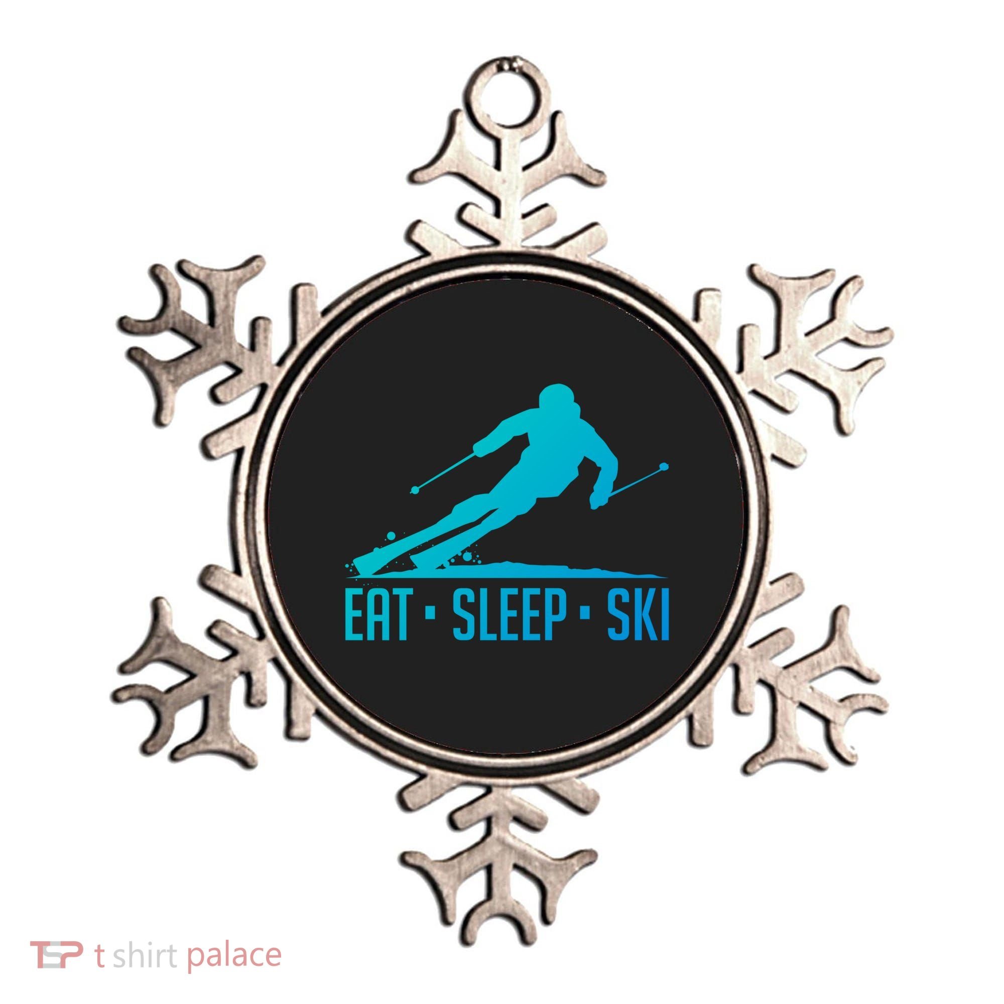 Eat Sleep Ski Skiing Skier Snow Winter Vacation Gift Ornament
