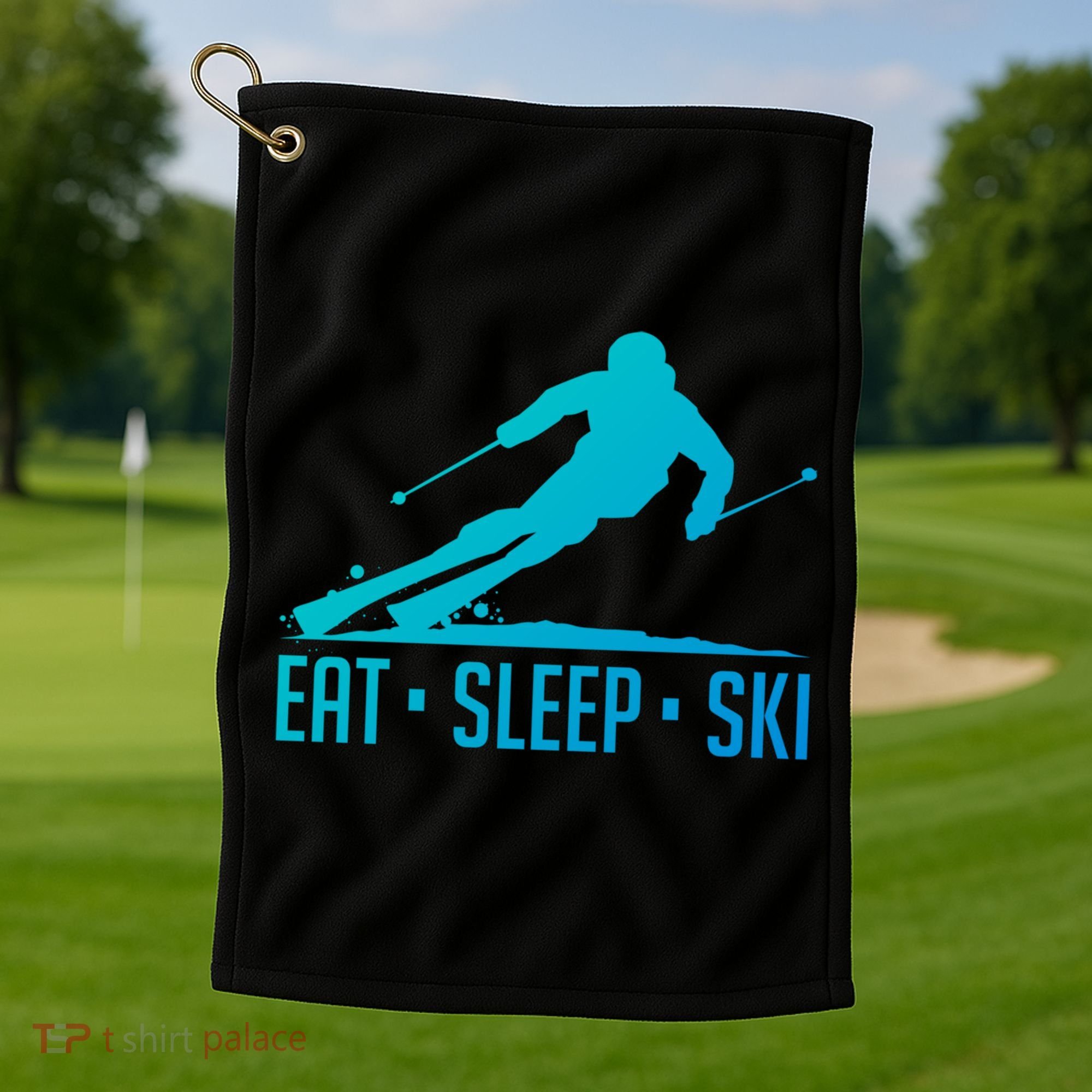 Eat Sleep Ski Skiing Skier Snow Winter Vacation Gift Golf Towel