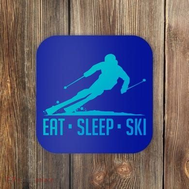 Eat Sleep Ski Skiing Skier Snow Winter Vacation Gift Coaster