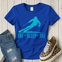 Eat Sleep Ski Skiing Skier Snow Winter Vacation Gift Women's T-Shirt thumb 3