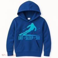 Eat Sleep Ski Skiing Skier Snow Winter Vacation Gift Kids Hoodie thumb 0
