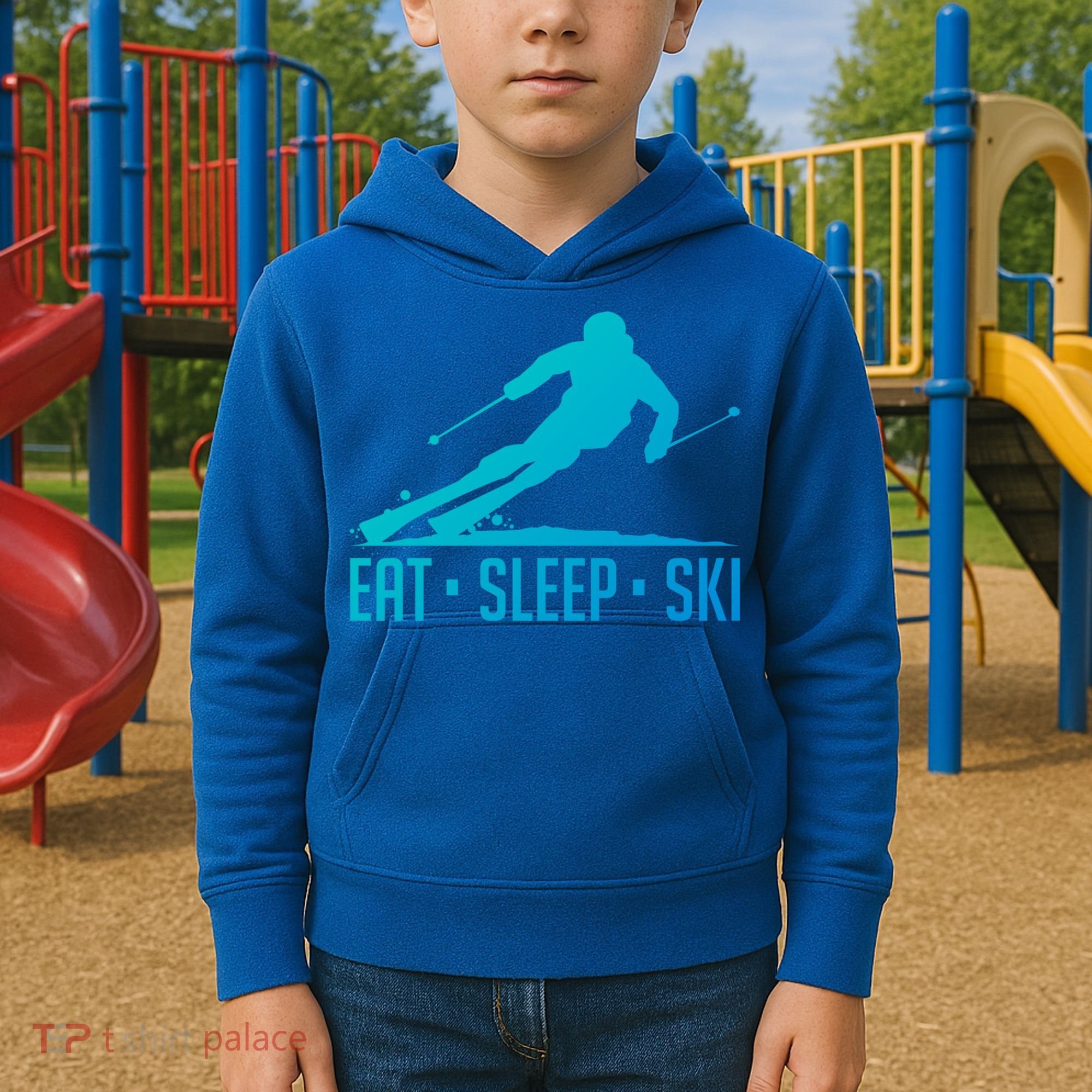 Eat Sleep Ski Skiing Skier Snow Winter Vacation Gift Kids Hoodie