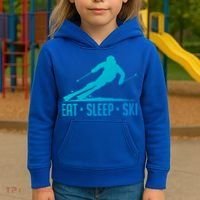 Eat Sleep Ski Skiing Skier Snow Winter Vacation Gift Kids Hoodie thumb 3