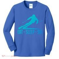 Eat Sleep Ski Skiing Skier Snow Winter Vacation Gift Kids Long Sleeve Shirt thumb 0