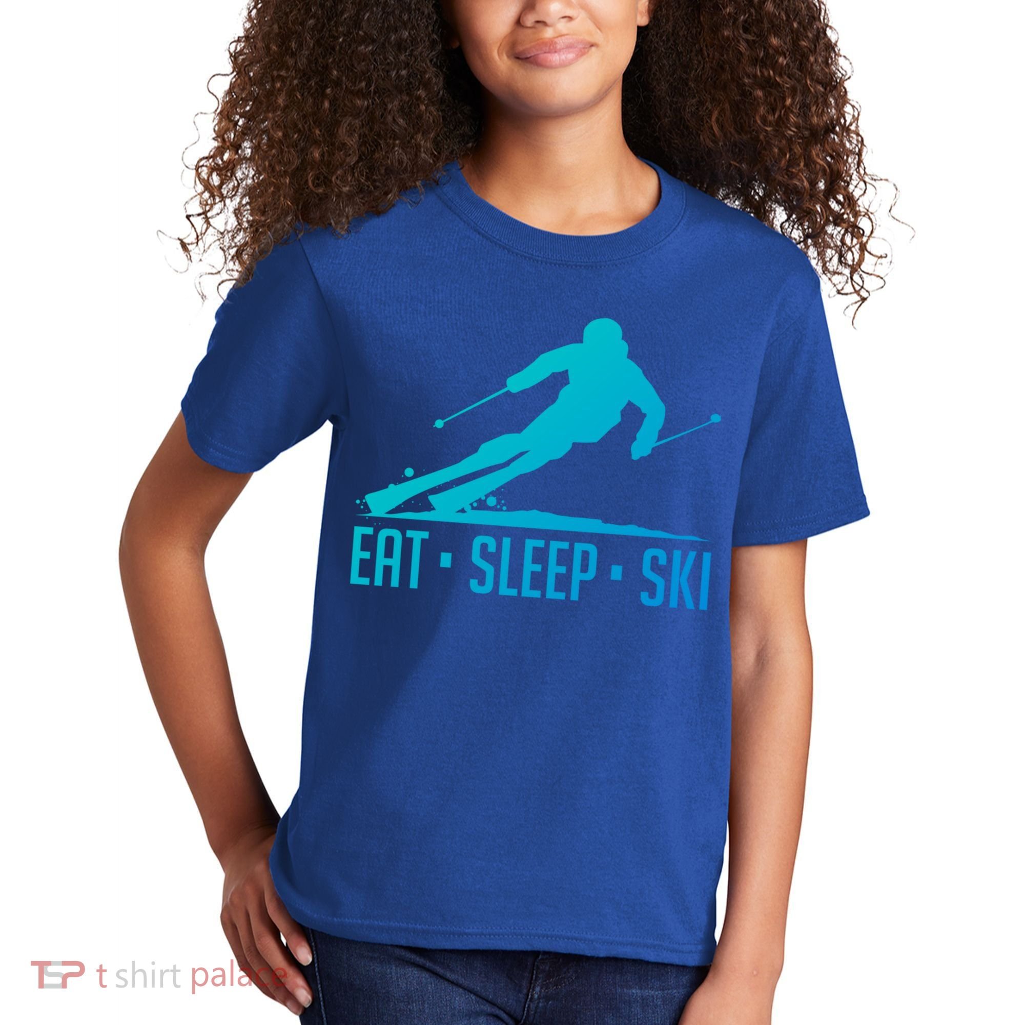 Eat Sleep Ski Skiing Skier Snow Winter Vacation Gift Kids T-Shirt