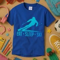 Eat Sleep Ski Skiing Skier Snow Winter Vacation Gift Kids T-Shirt thumb 3
