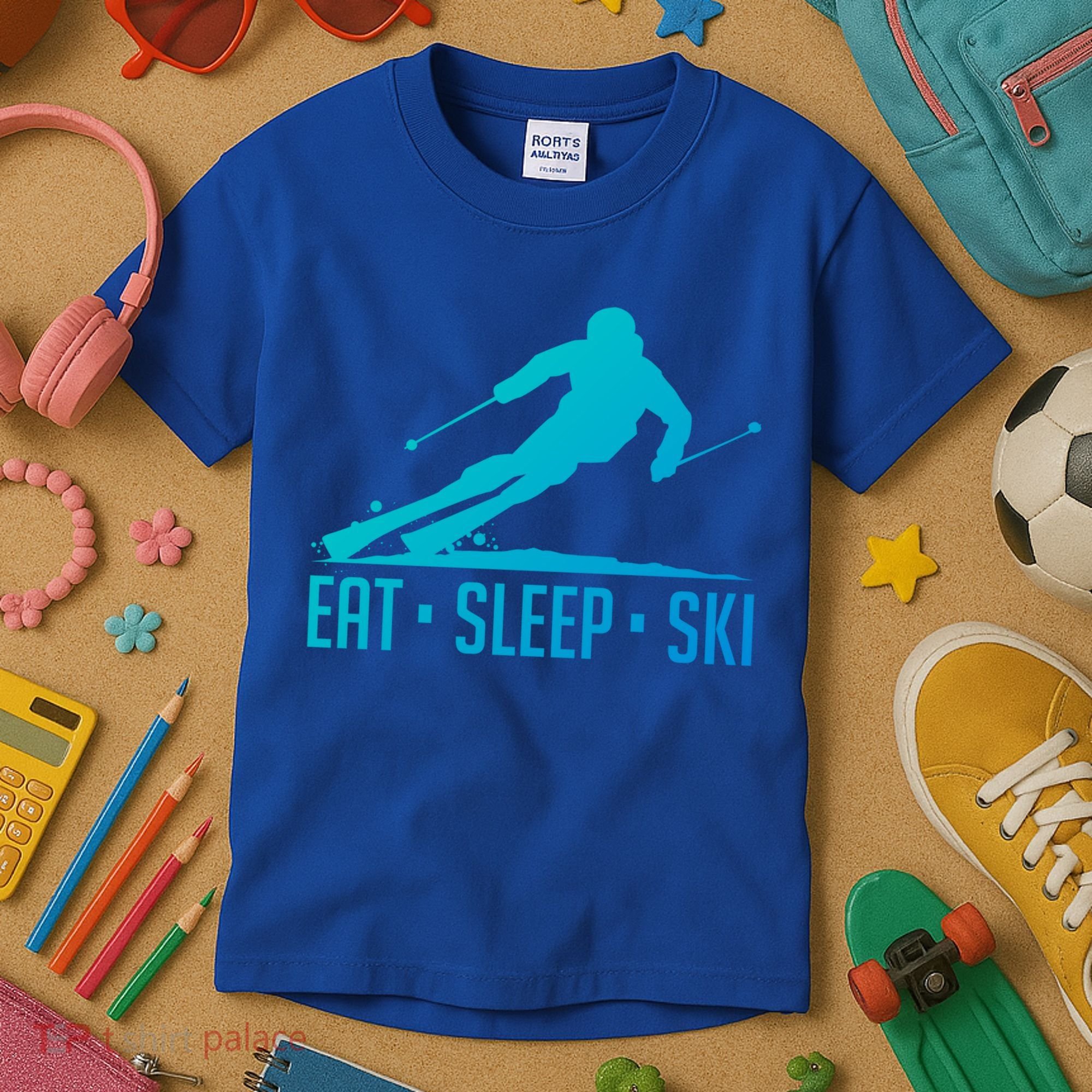 Eat Sleep Ski Skiing Skier Snow Winter Vacation Gift Kids T-Shirt