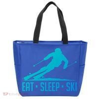 Eat Sleep Ski Skiing Skier Snow Winter Vacation Gift Tote Bag thumb 0