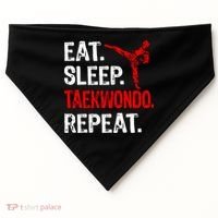 Eat Sleep Taekwondo Repeat Taekwondo Player Funny USA-Made Doggie Bandana thumb 0
