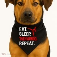 Eat Sleep Taekwondo Repeat Taekwondo Player Funny USA-Made Doggie Bandana thumb 1