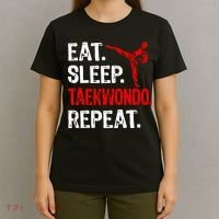 Eat Sleep Taekwondo Repeat Taekwondo Player Funny T-Shirt thumb 4