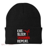 Eat Sleep Taekwondo Repeat Taekwondo Player Funny Beanie thumb 0