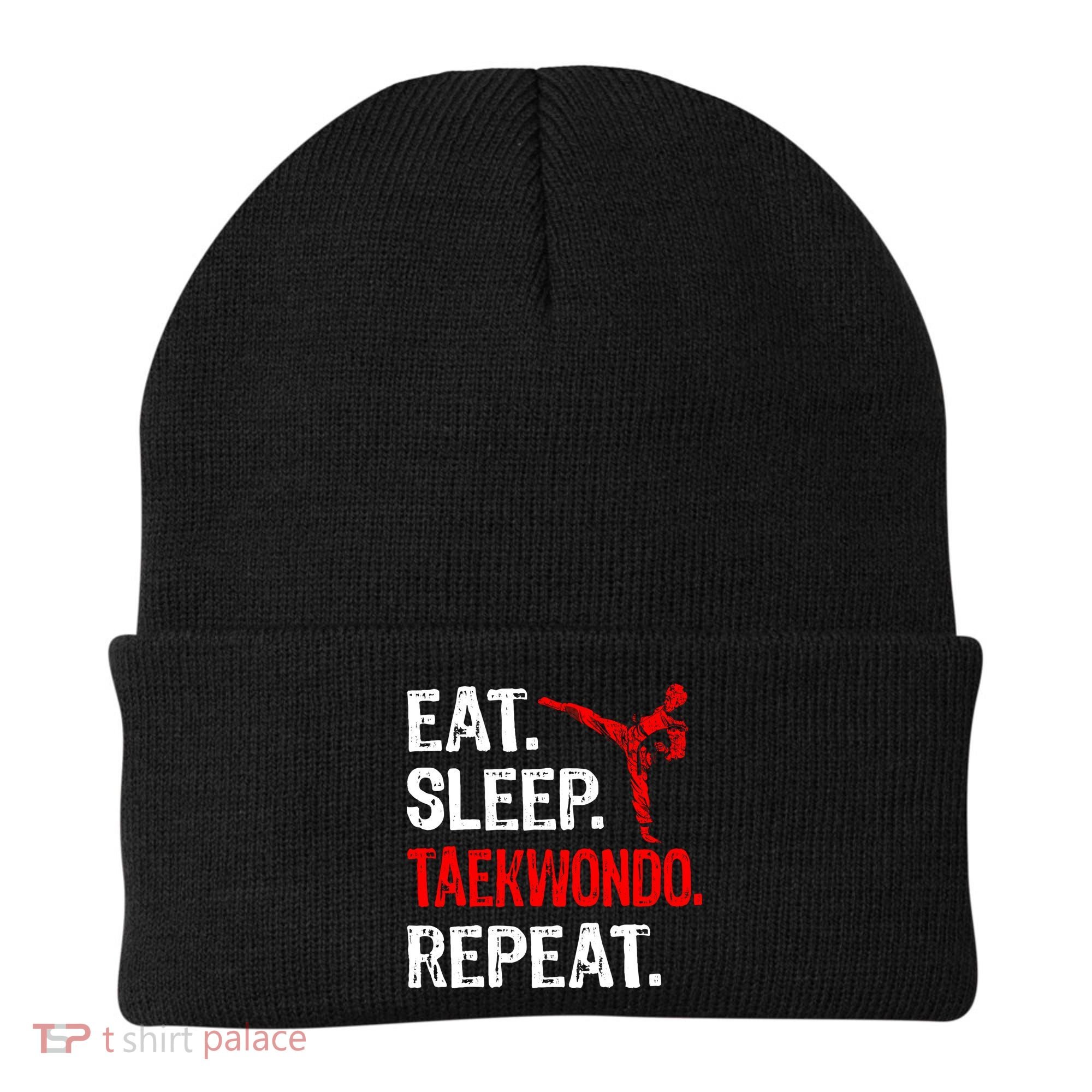 Eat Sleep Taekwondo Repeat Taekwondo Player Funny Beanie
