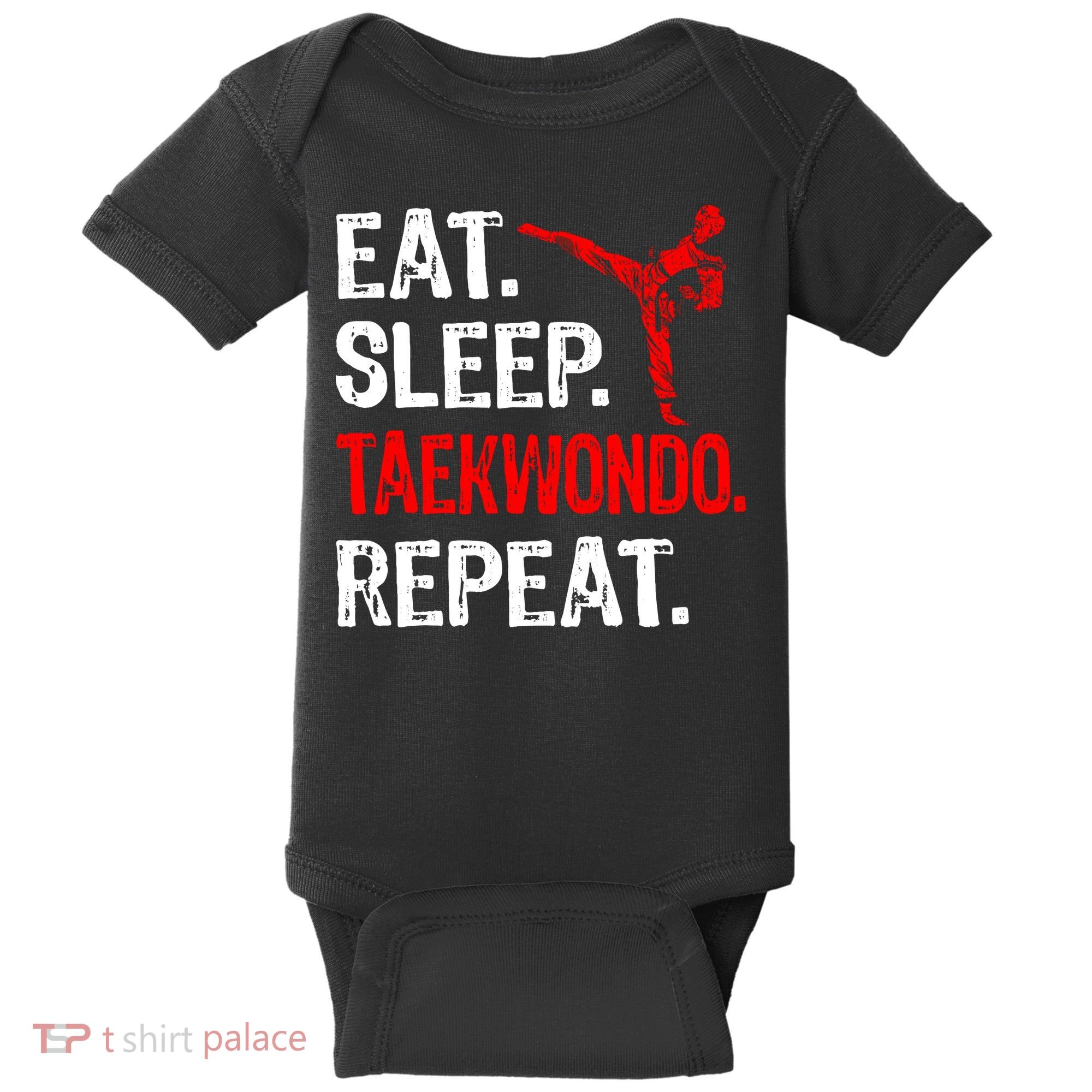 Eat Sleep Taekwondo Repeat Taekwondo Player Funny Baby Bodysuit